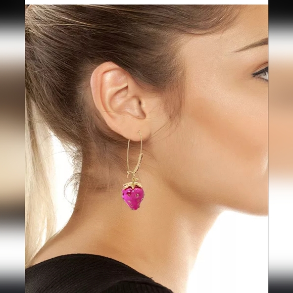 Betsey Johnson Strawberry Dangle Earrings! NWT! - Picture 3 of 15